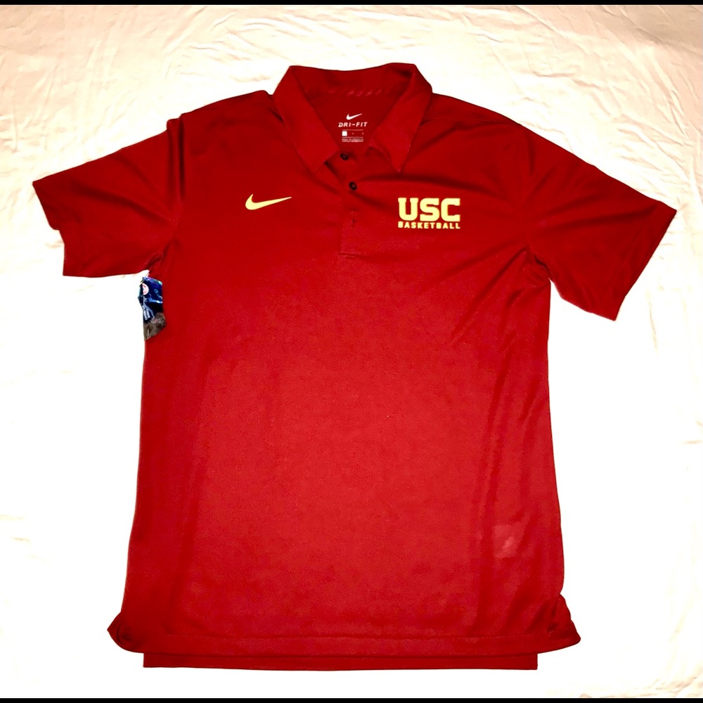 NWT Men's Nike dri fit team USC basketball polo size L